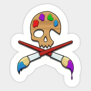 Skull and Cross Brushes Sticker